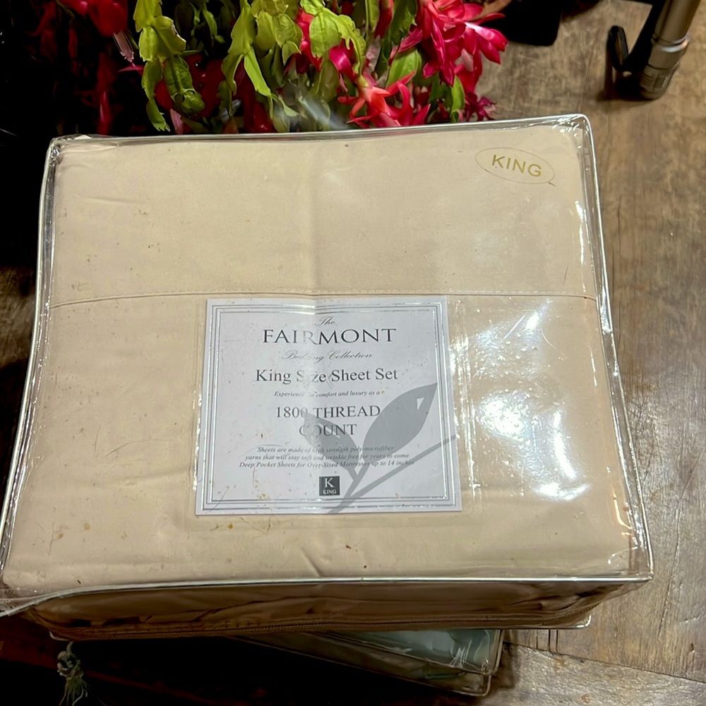 Brand new in package king size 1800 thread count tan sheet set!